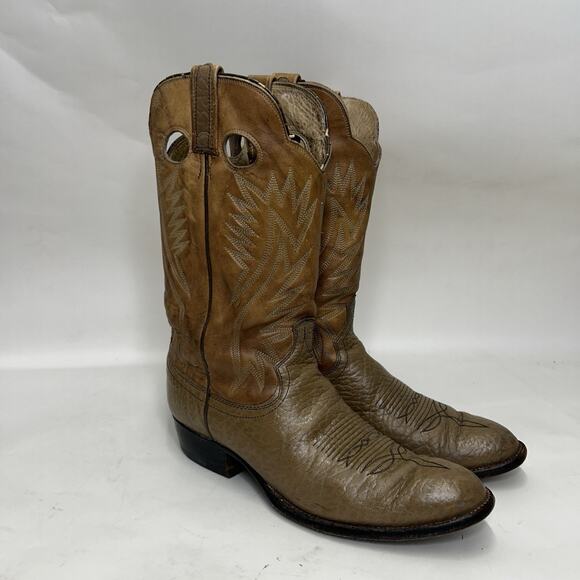 Vintage Dan Post Bullhide Cowboy Boots Two-Tone “Tan” main image 11